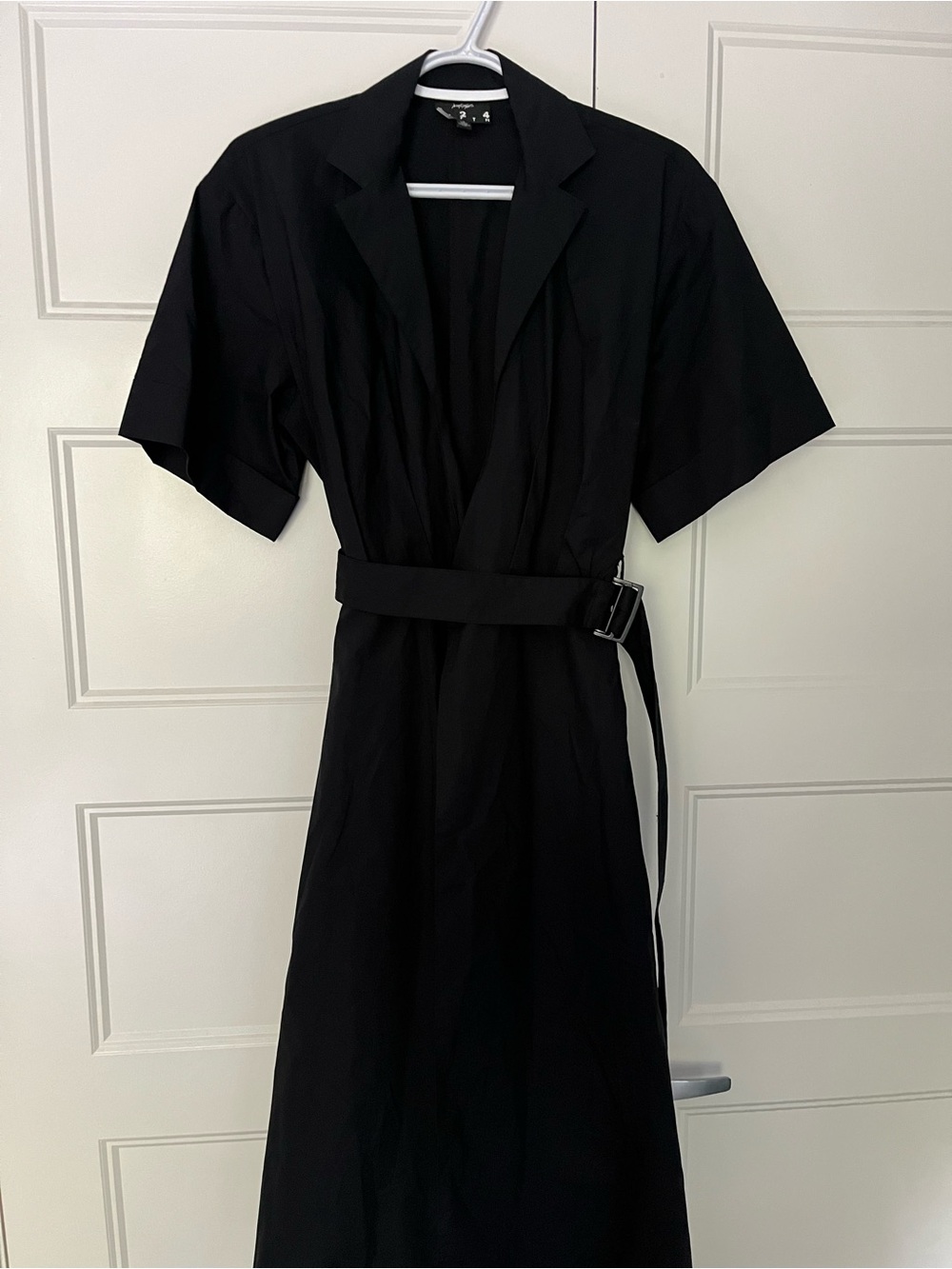 Black Belted Short-Sleeve Trench Coat